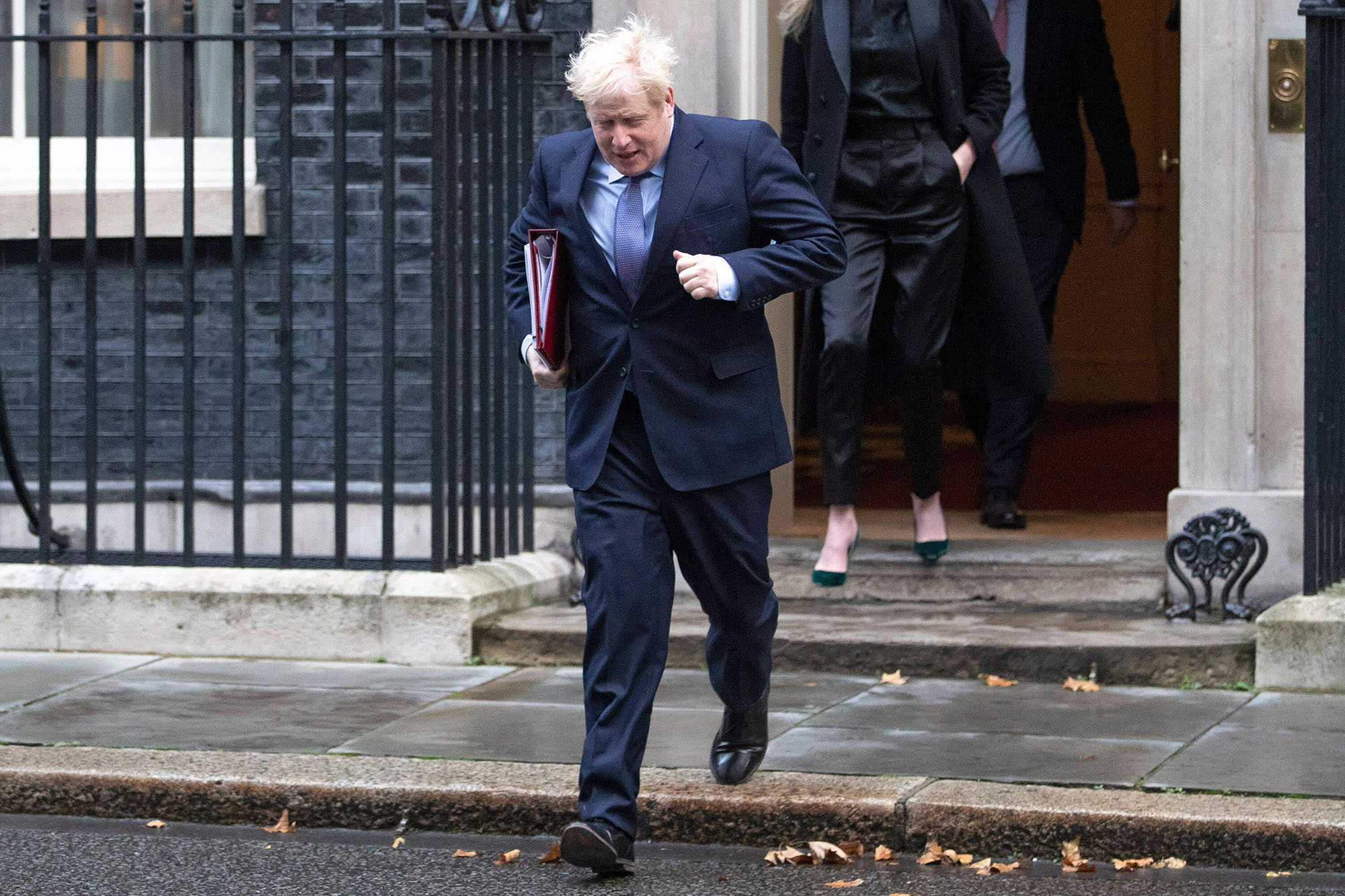 Boris Johnson jogging out of No10
