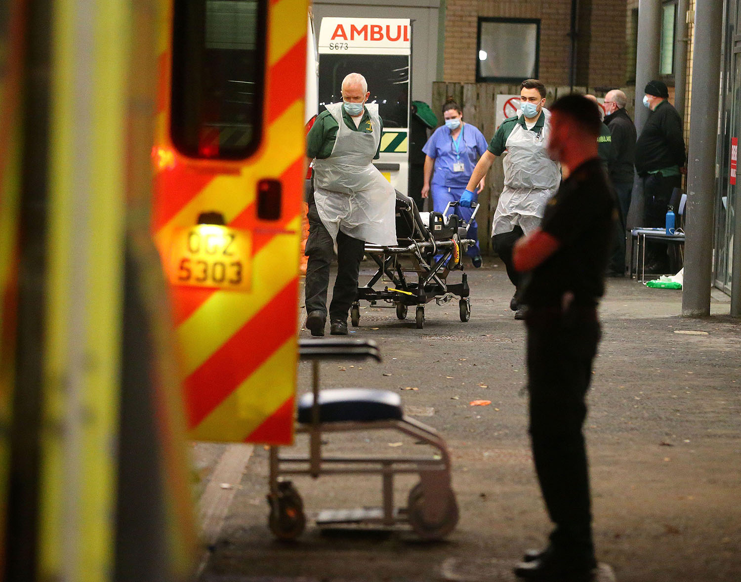 ambulances queuing up outside hospital