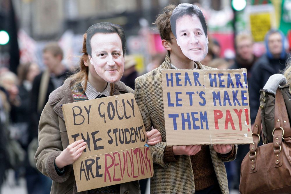 Protesters opposed to the Coalition government decision to raise tuition fees (Alamy)