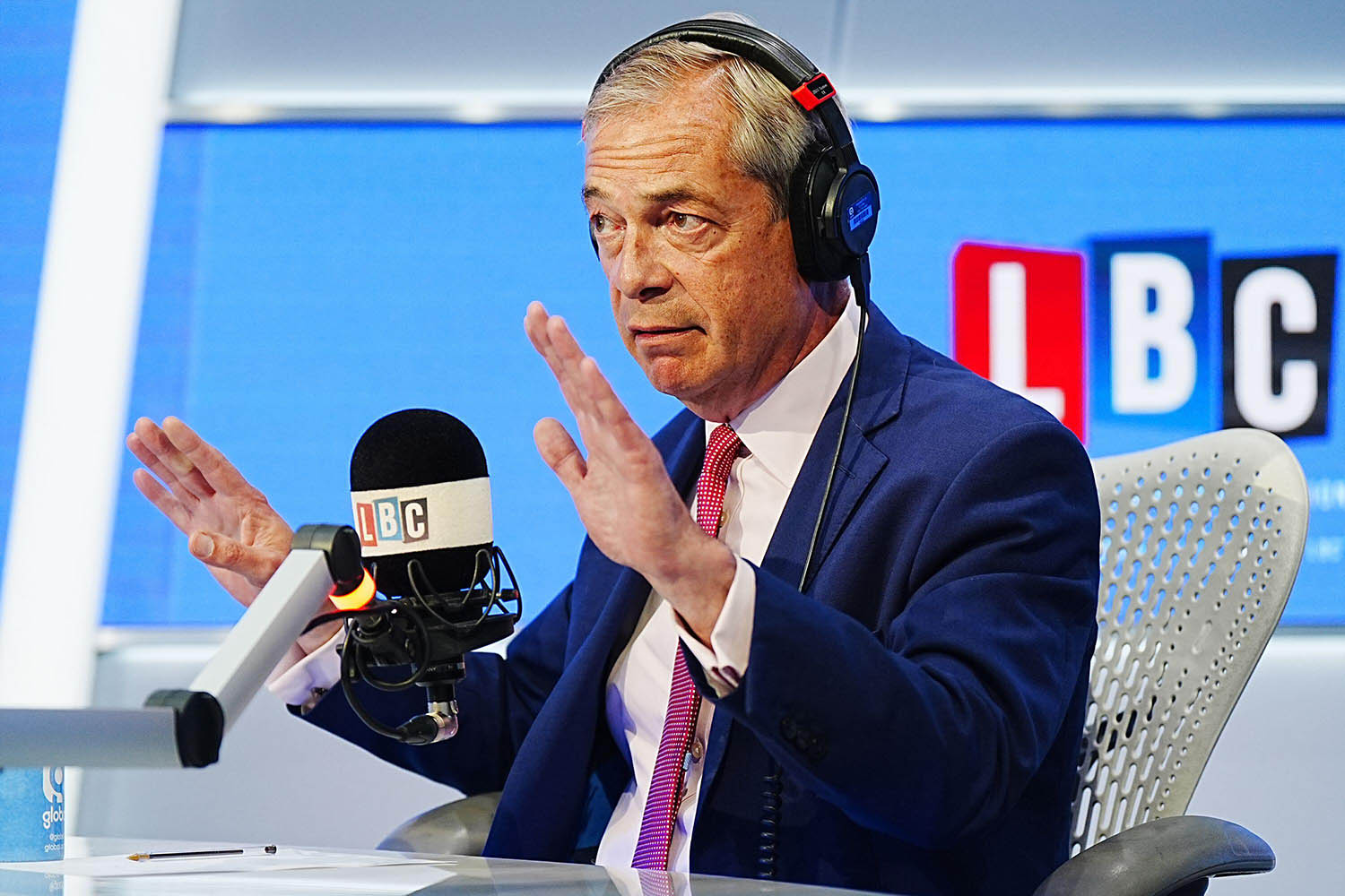 Nigel Farage appearing on LBC