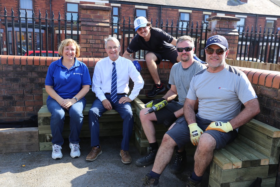 From L to R - Pauline Deans, Sellafield Ltd Community Liaison Officer, Warrington Council Leader Hans Mundry and other community volunteers.