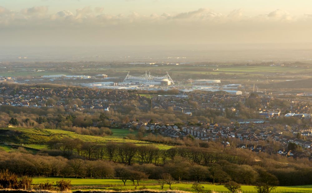View looking down on the town of Horwich (Alamy)