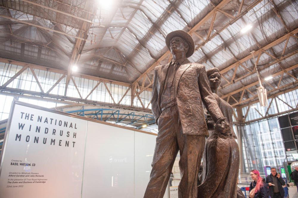 London England UK 12th February 2025 National Windrush Monument, Waterloo station