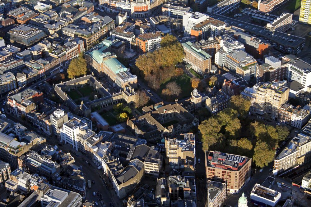 aerial view of Queen Mary University of London, Charterhouse Campus 